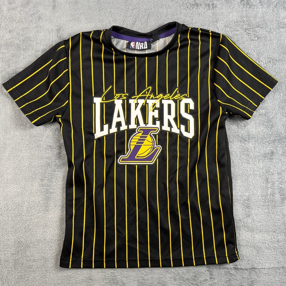 NBA Los Angeles Lakers LeBron James 23 T-Shirt Boys 6-7Y Black Yellow Striped